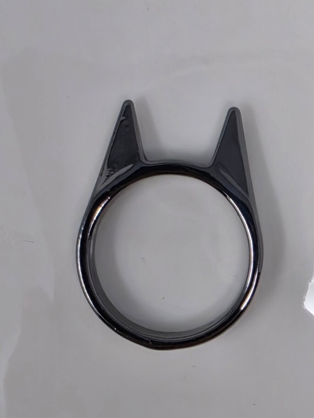 Black Stainless Steel Safety Devil Horn Ring Size 10.25